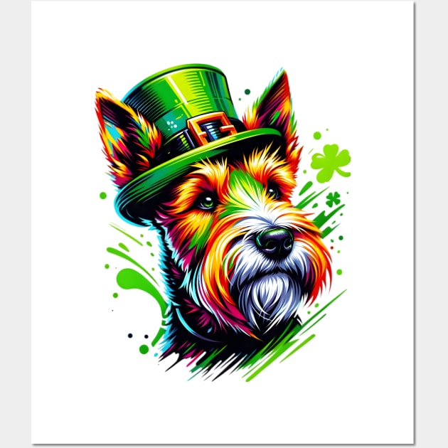 Welsh Terrier in Leprechaun Hat for St Patrick's Day Wall Art by ArtRUs